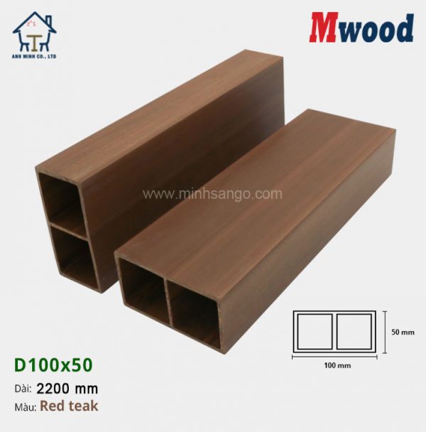 Thanh lam gỗ Mwood D100x50-Red teak