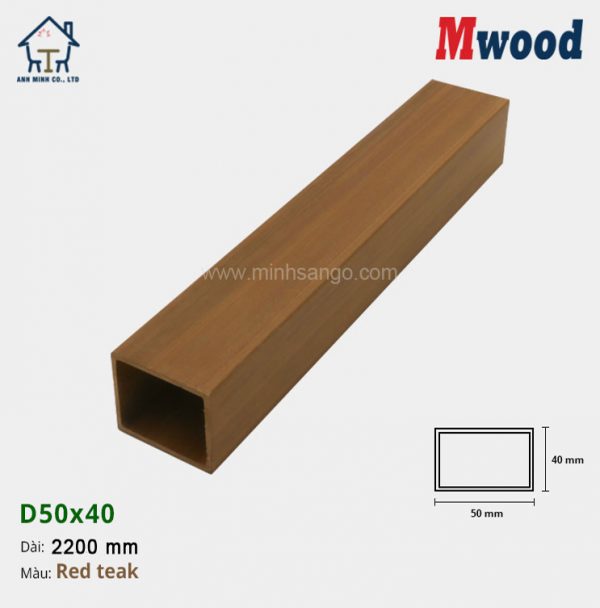 Thanh lam gỗ Mwood D50x40-Red Teak