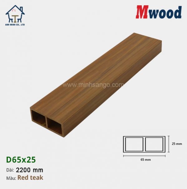 Thanh lam gỗ Mwood D65x25-Red Teak
