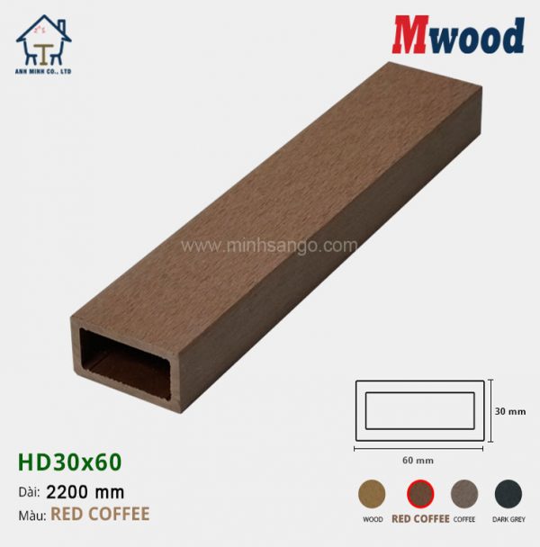 Thanh lam gỗ Mwood HD30x60-Red Coffee
