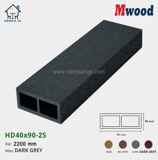 Thanh lam gỗ Mwood HD40x90-2S-Dark Grey