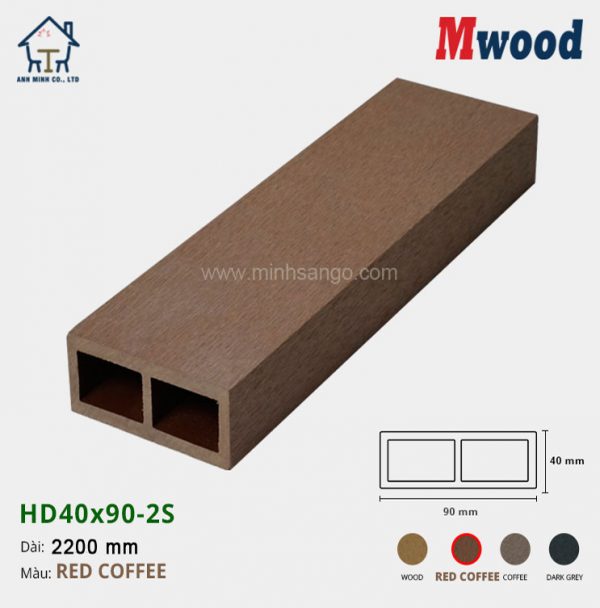 Thanh lam gỗ Mwood HD40x90-2S-Red Coffee