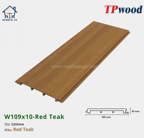 Gỗ Nhựa Ốp Tường, Trần TPwood W109x10-Red Teak