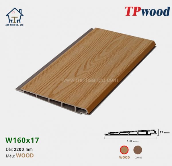 Gỗ Nhựa Ốp Tường, Trần TPwood W160x17-Wood