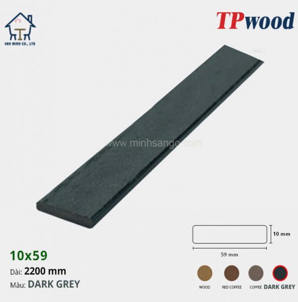 Thanh lam gỗ TPwood 10×59-Dark Grey