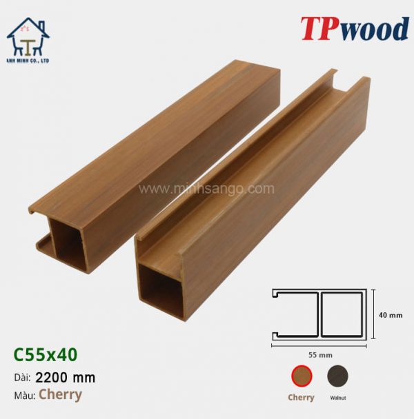Thanh lam gỗ TPwood C55x40-Cherry