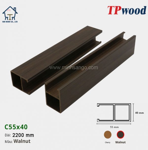 Thanh lam gỗ TPwood C100x40-Walnut