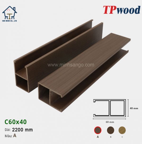 Thanh lam gỗ TPwood C60x40-A