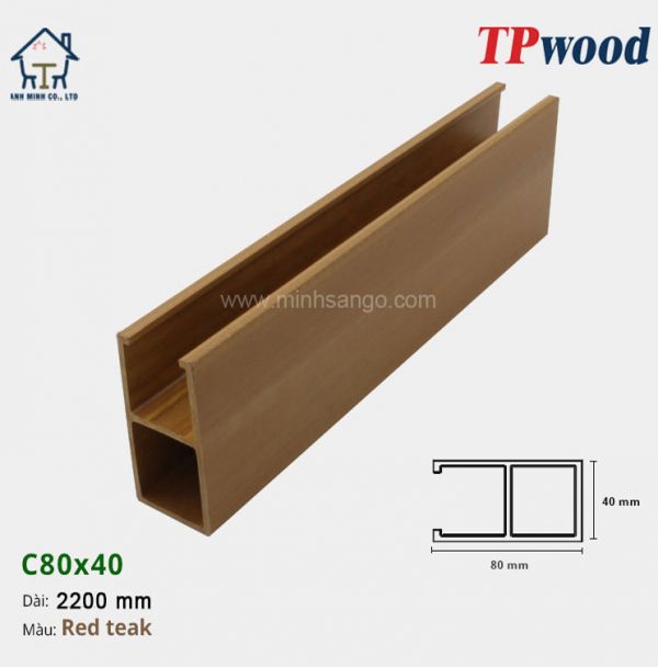 Thanh lam gỗ TPwood C80x40-Red Teak