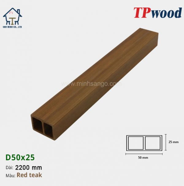 Thanh lam gỗ TPwood D50x25-Red Teak