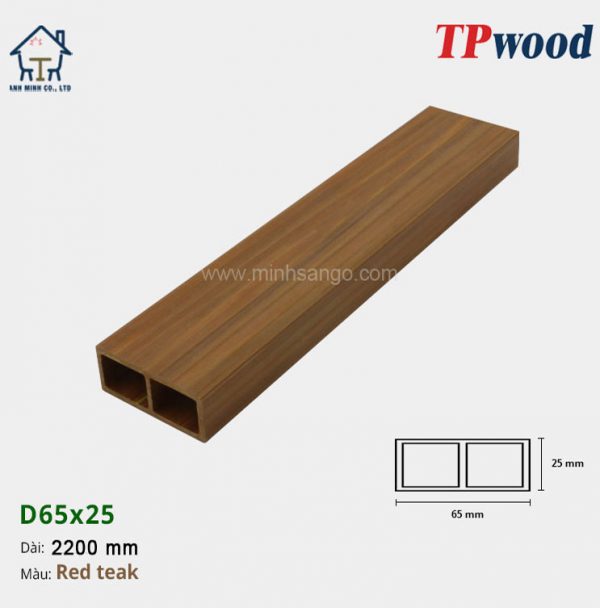 Thanh lam gỗ TPwood D65x25-Red Teak