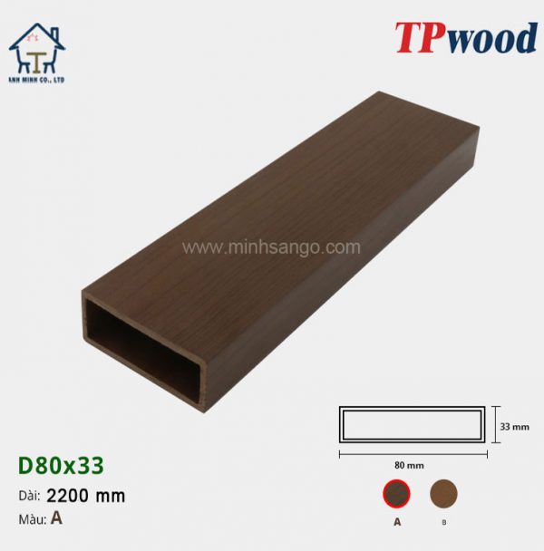 Thanh lam gỗ TPwood D80x33-A
