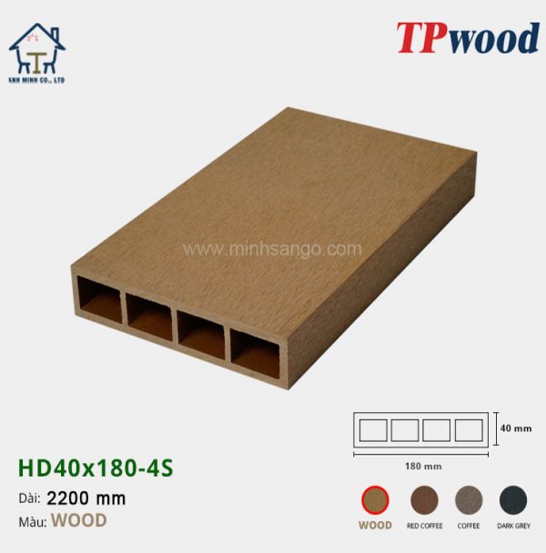 Thanh lam gỗ TPwood HD40x180-4S-Wood
