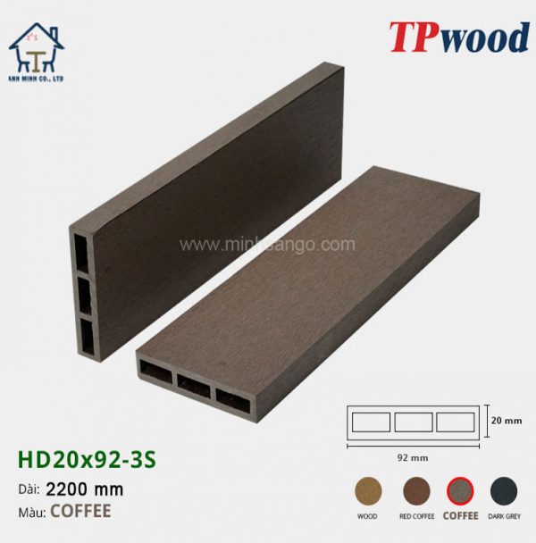 Thanh lam gỗ TPwood HD20x92-3S-Coffee