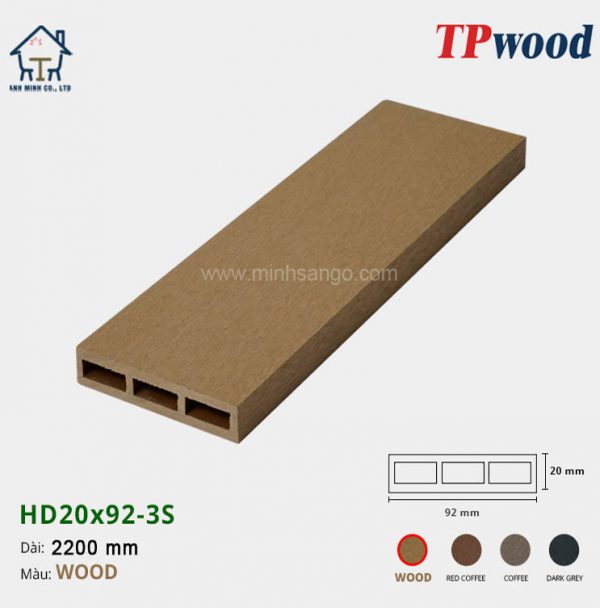 Thanh lam gỗ TPwood HD20x92-3S-Wood