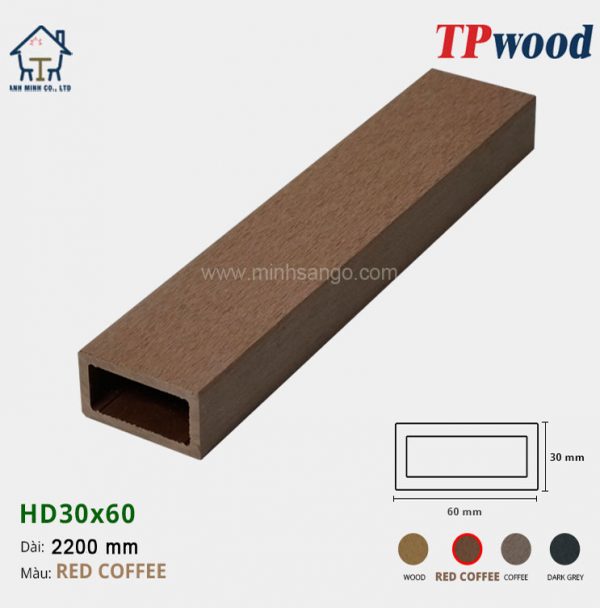 Thanh lam gỗ TPwood HD30x60-Red Coffee