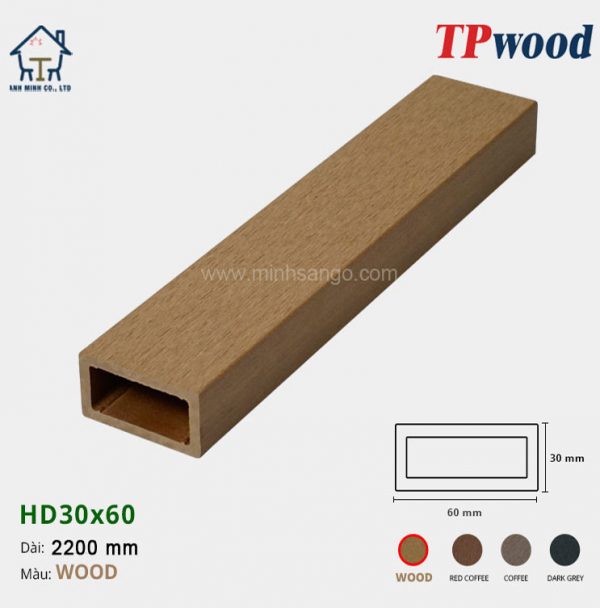 Thanh lam gỗ TPwood HD30x60-Wood