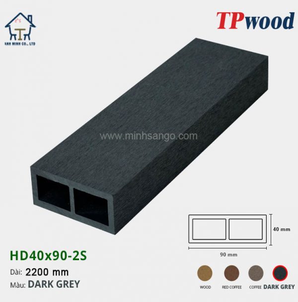Thanh lam gỗ TPwood HD40x90-2S-Dark Grey