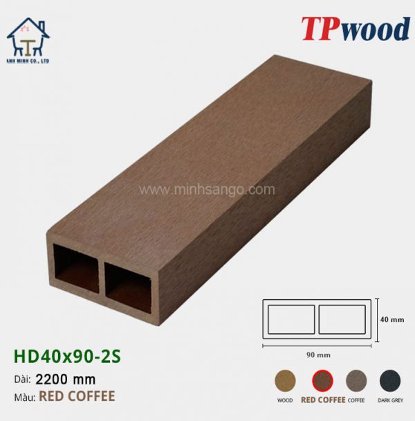 Thanh lam gỗ TPwood HD40x90-2S-Red Coffee