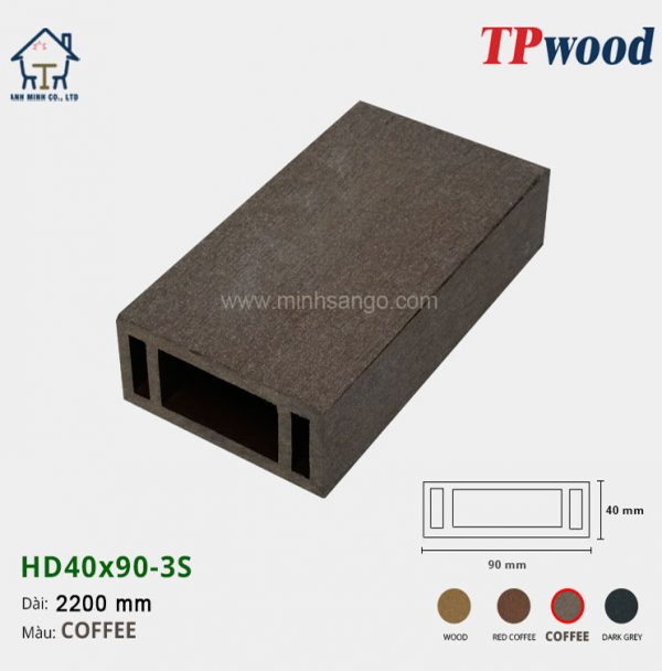 Thanh lam gỗ TPwood HD40x90-3S-Coffee