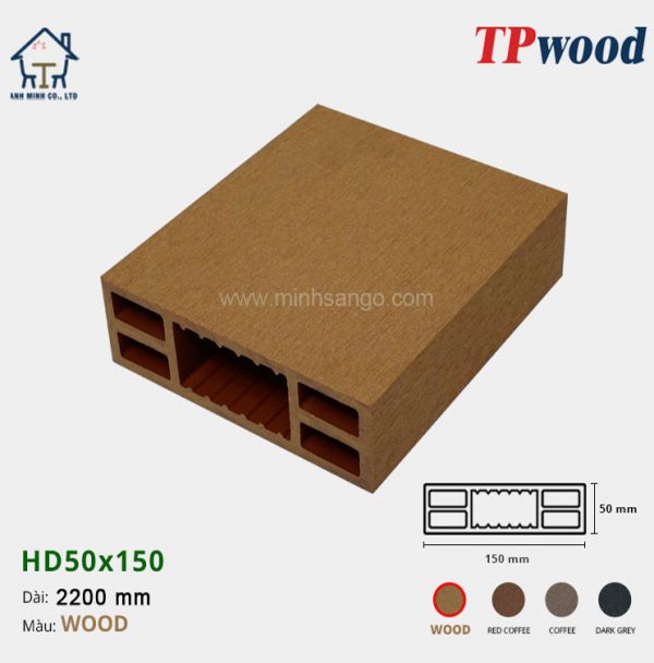 Thanh lam gỗ TPwood HD50x150-Wood