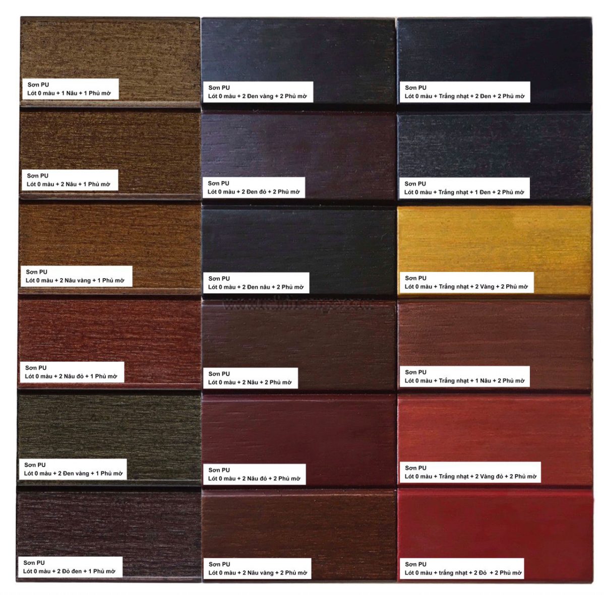 bảng màu sơn Pu Conwood