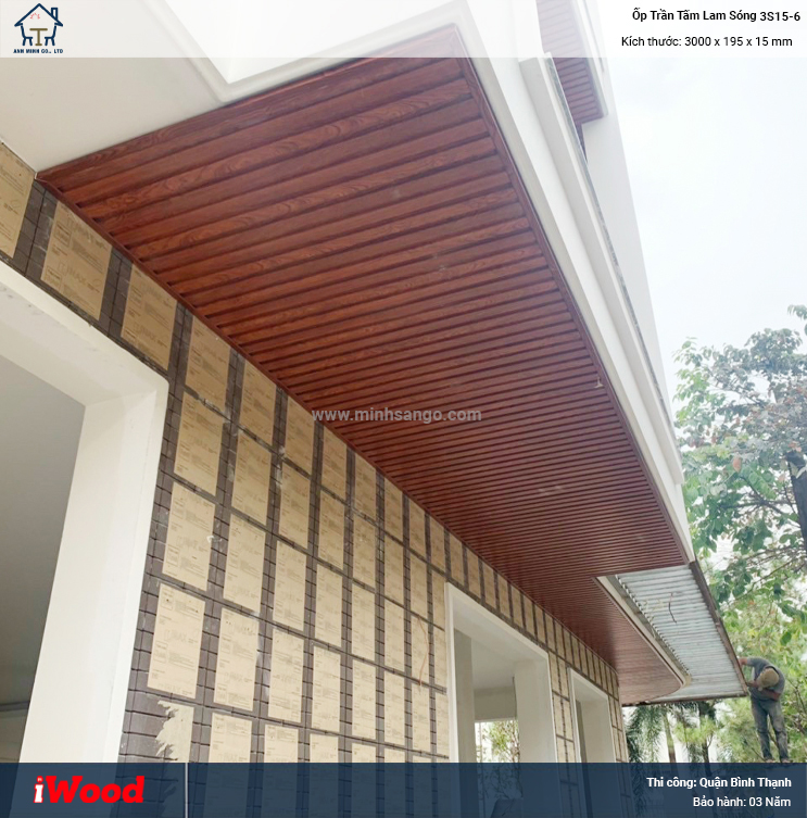 Tấm lam sóng nhựa PVC 3S15-6 ốp trần ban công tại quận Bình Thạnh