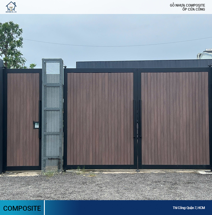 gỗ nhựa ốp cửa cổng