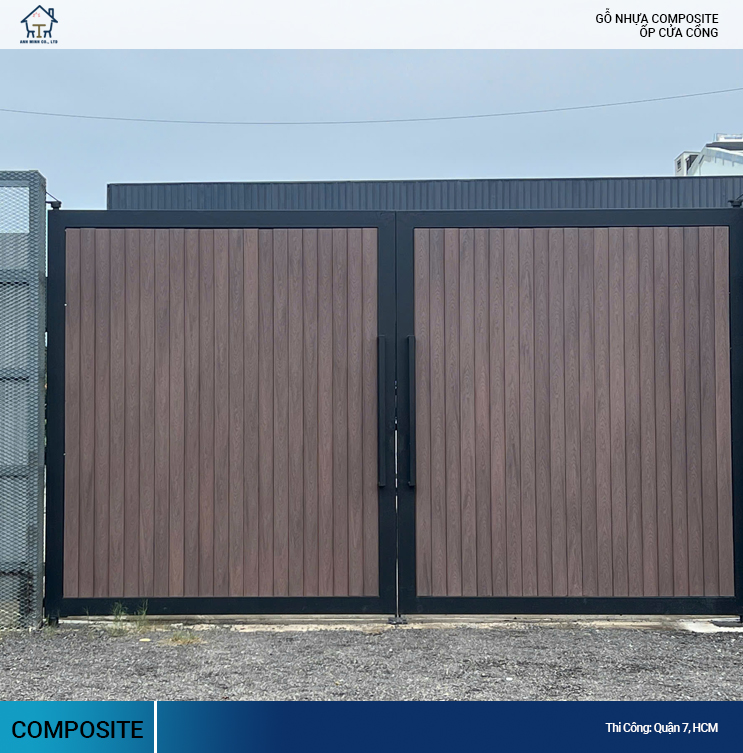 gỗ nhựa ốp cửa cổng