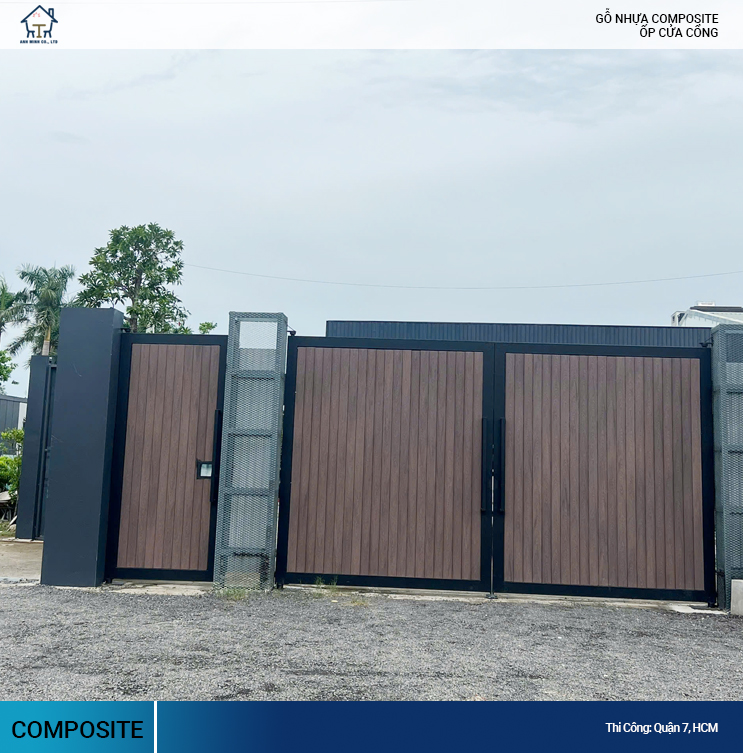 gỗ nhựa ốp cửa cổng