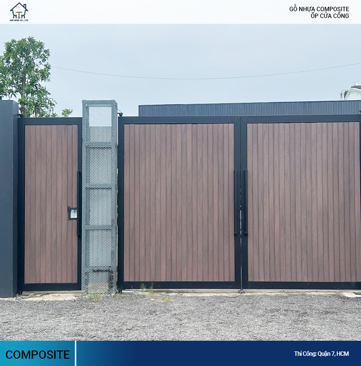 gỗ nhựa ốp cửa cổng