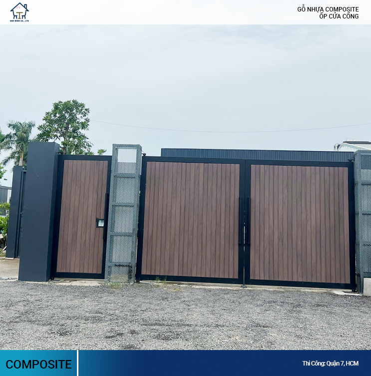 gỗ nhựa ốp cửa cổng